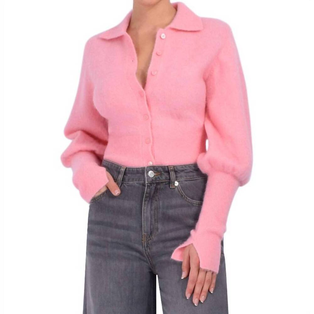 NEW SIMKHAI arber collared cardigan in pink